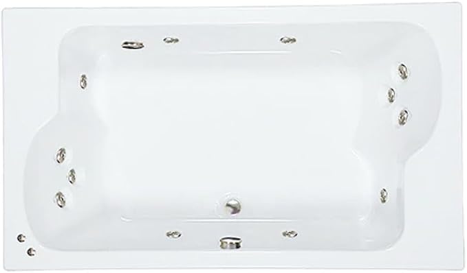 72 in. x 43 in. Acrylic Rectangular Drop-In Whirlpool Bathtub - Image 3