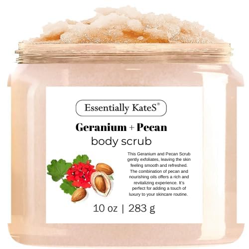 Geranium + Pecan Body & Foot Scrub 10 oz by EssentiallyKateS
