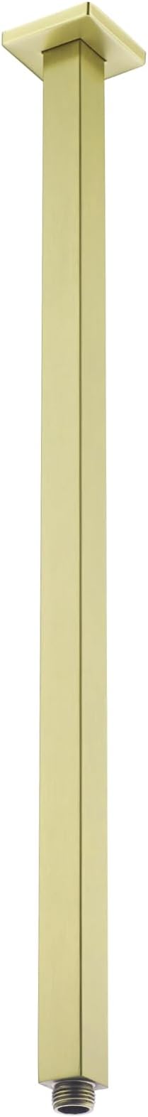 BESTILL 24 Inch Brushed Gold Ceiling Mount Shower Arm and Flange, Square Rain by BESTILL