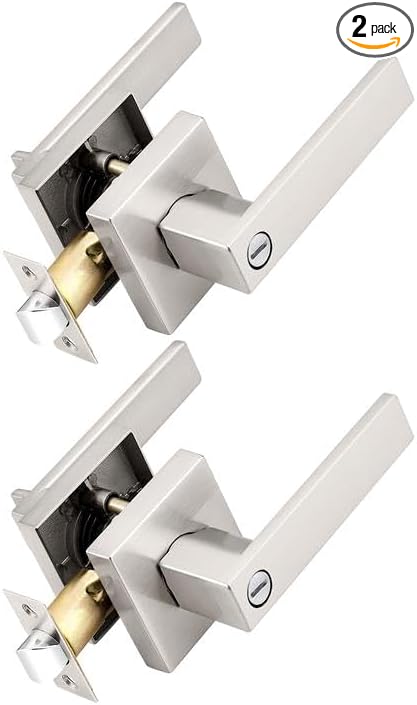 Probrico Interior Brushed Nickel Door Handle, Heavy Duty, Flat Square Privacy by Probrico