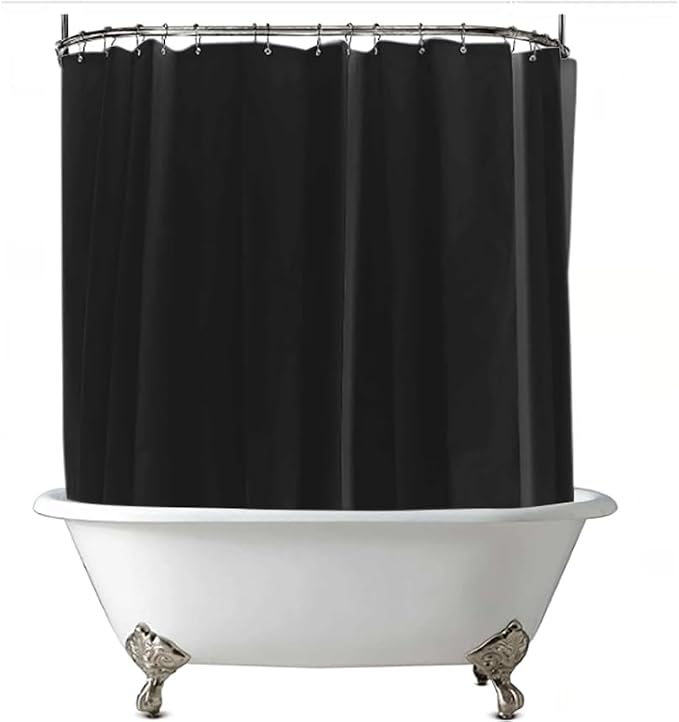 Clawfoot Tub Shower Curtain Liner Black 180x70 Inch Liner All Warp Around Extra by De-Mediocre