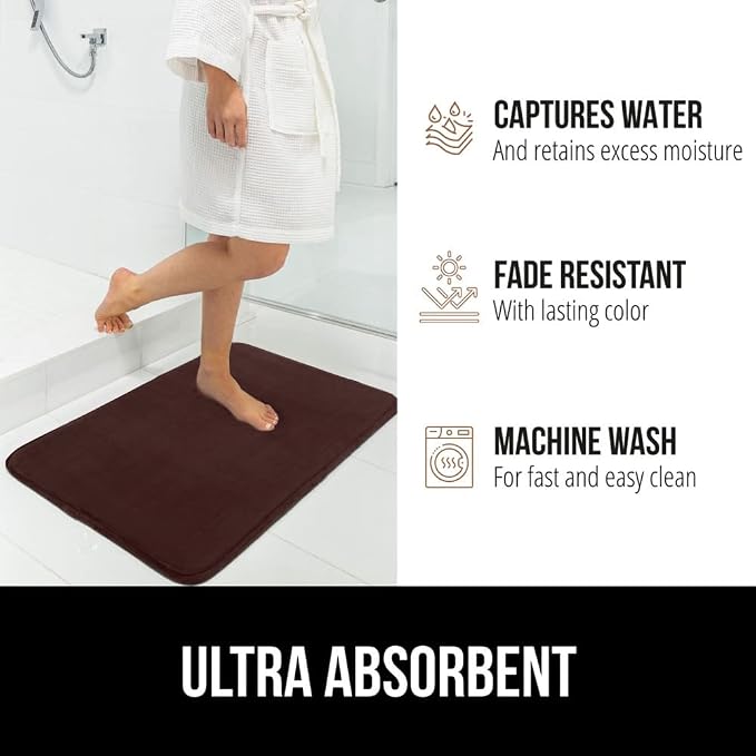 GORILLA GRIP Memory Foam Bath Mat, Soft Absorbent Velvet Bathroom Mats - Image 6