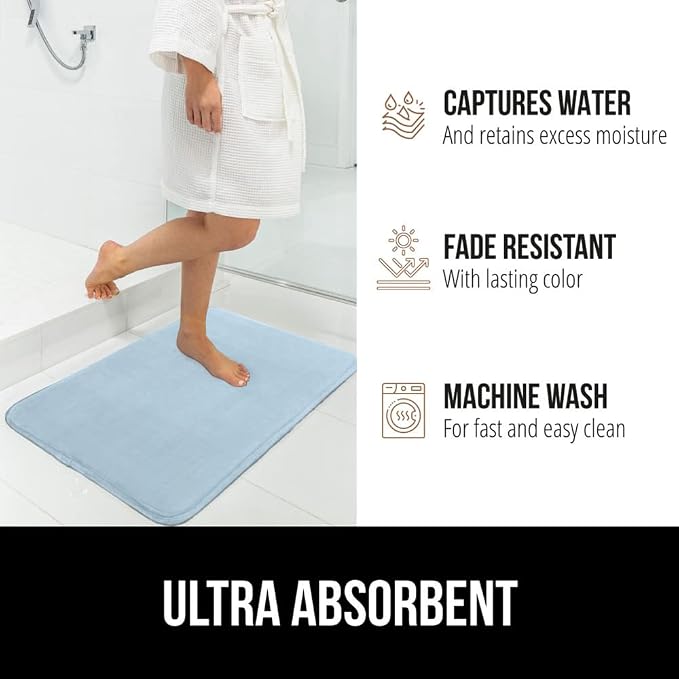 GORILLA GRIP Memory Foam Bath Rugs, Soft Absorbent Velvet Bathroom Mats - Image 6