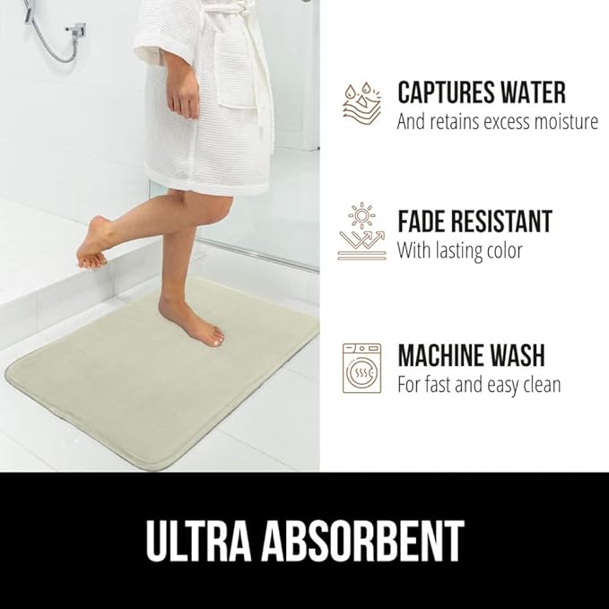 GORILLA GRIP Memory Foam Bath Mat, Soft Absorbent Velvet Bathroom Mats - Image 5