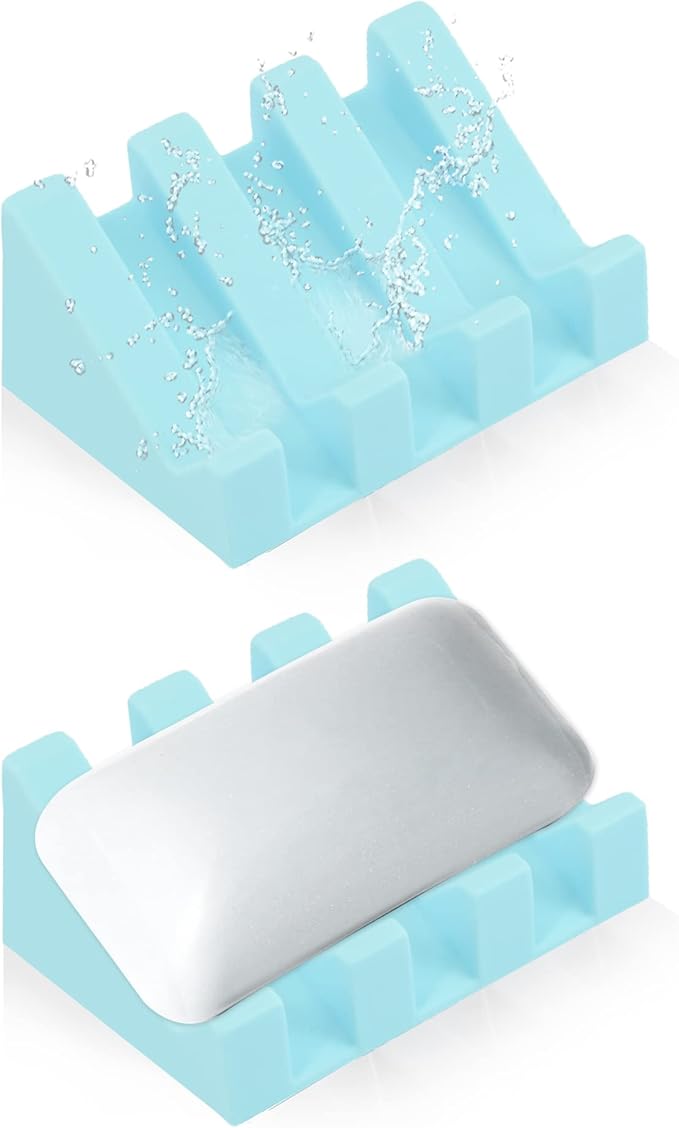 Silicone Soap Dish for Bar Soap Holder for Shower Bathroom Self Draining by MrBulloc