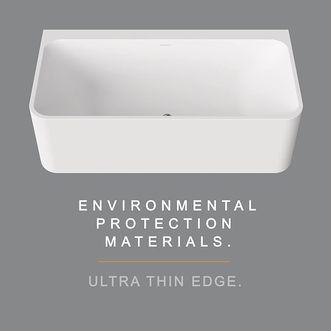Cpingao 71" Stone Resin Freestanding Bathtub, Rectangular Shape Freestanding - Image 4