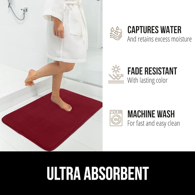 GORILLA GRIP Memory Foam Bath Mat, Soft Absorbent Velvet Bathroom Mats - Image 6
