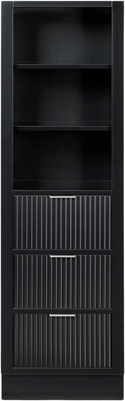ARIEL Milan Bathroom Storage Cabinet 65”H x 20”W x 16”D Black by Ariel