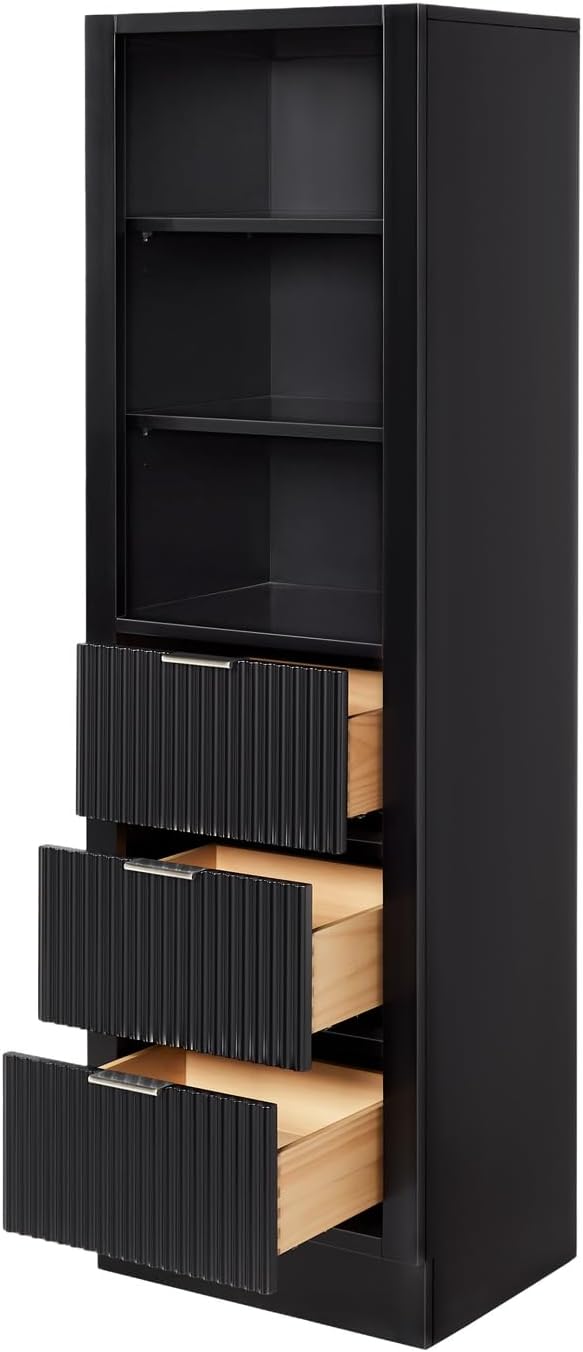 ARIEL Milan Bathroom Storage Cabinet 65”H x 20”W x 16”D Black - Image 11