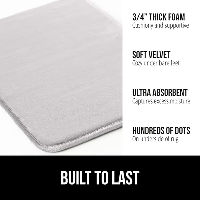 GORILLA GRIP Memory Foam Bath Rugs, Soft Absorbent Velvet Bathroom Mats - Image 3