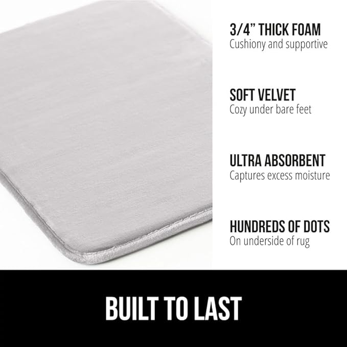 GORILLA GRIP Memory Foam Bath Rugs, Soft Absorbent Velvet Bathroom Mats - Image 3