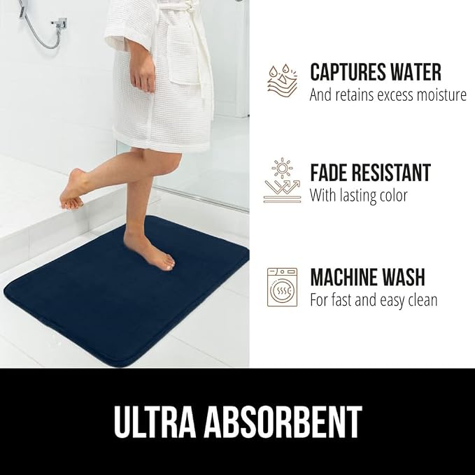 GORILLA GRIP Memory Foam Bath Rugs, Soft Absorbent Velvet Bathroom Mats - Image 6