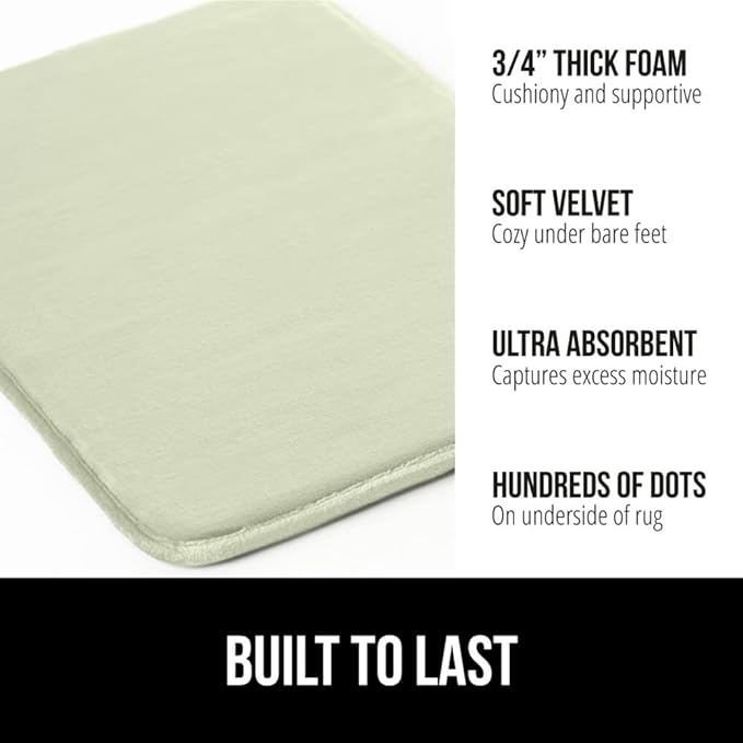 GORILLA GRIP Memory Foam Bath Mat, Soft Absorbent Velvet Bathroom Mats - Image 2