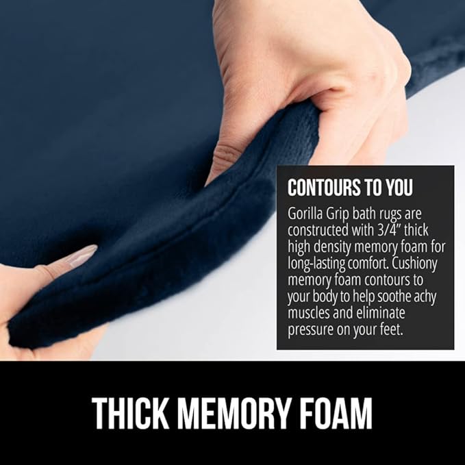 GORILLA GRIP Memory Foam Bath Rugs, Soft Absorbent Velvet Bathroom Mats - Image 4