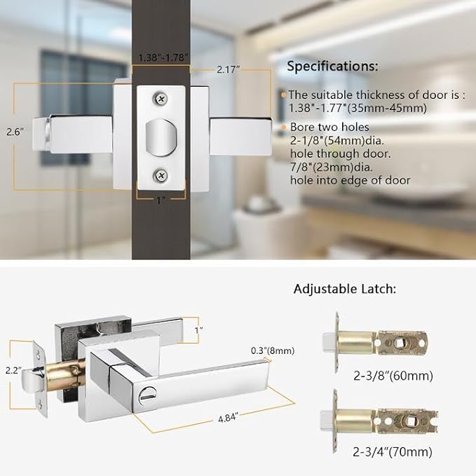 Probrico 10 Pack Commercial Heavy Duty Privacy Door Levers, Flat Style Door - Image 5