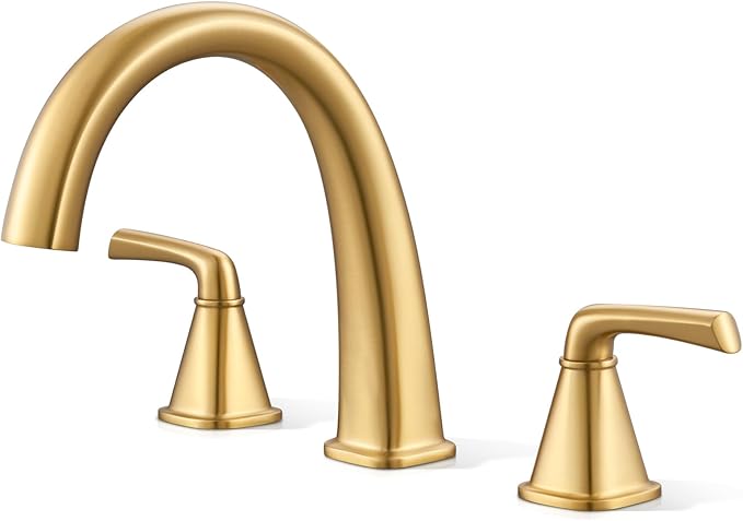 Brushed Gold Roman Tub Faucet, Solid Brass Bathtub Faucet Set by Jabbol