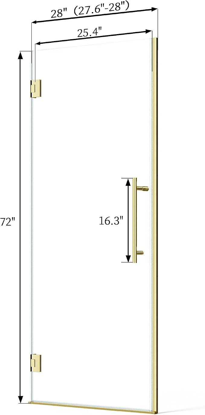 Frameless Hinged Shower Door, Single Swing Shower Panel - Image 8