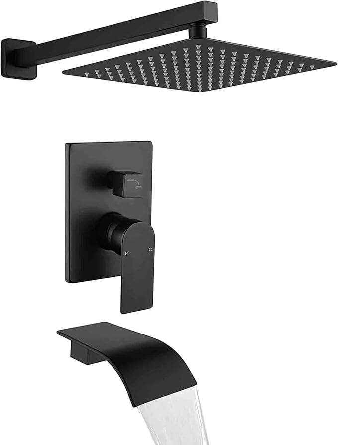 Matte Black Tub Shower Valve Trim Kit Shower Faucet Set by DIFEINISANITARYWARE---showerfaucet---