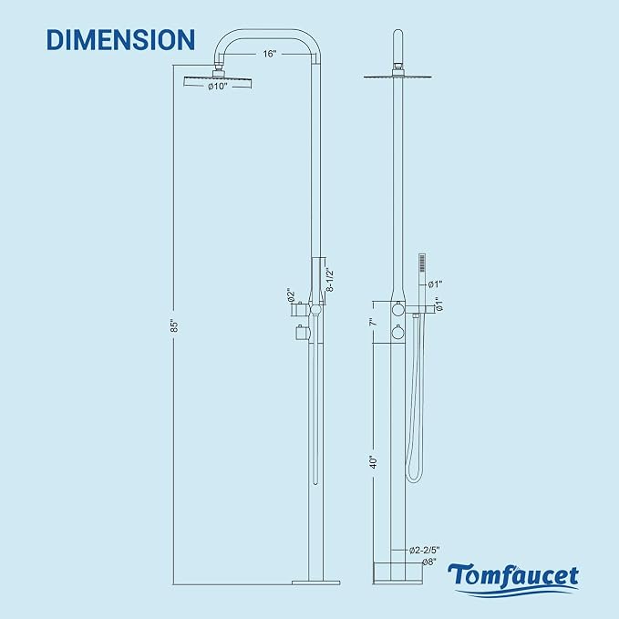 Freestanding Outdoor Shower Kit, 316 Marine Grade Stainless Steel Outside - Image 6