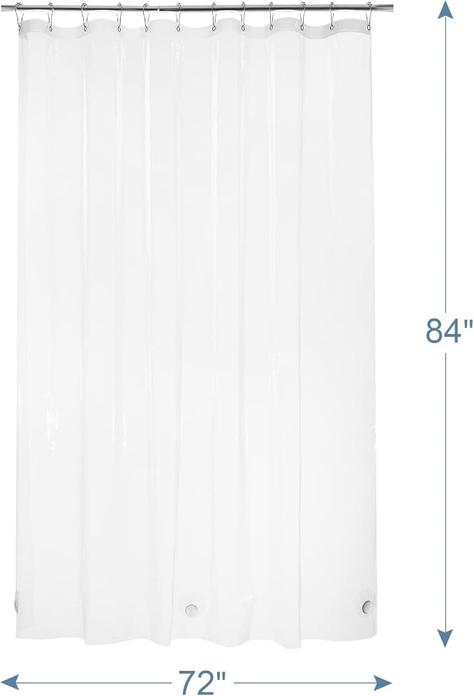 AmazerBath Heavy Duty Shower Curtain Liner 12 Gauge, 72 x 84 Inches Clear - Image 8
