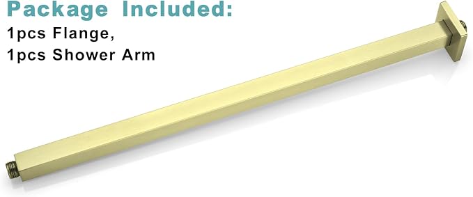 BESTILL 24 Inch Brushed Gold Ceiling Mount Shower Arm and Flange, Square Rain - Image 8