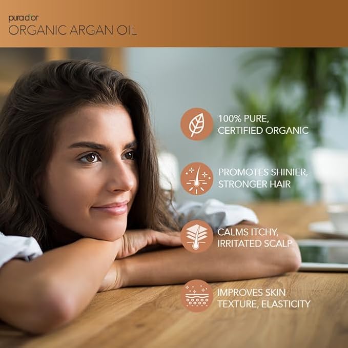PURA D'OR 4 Oz Organic Moroccan Argan Oil – 100% Pure Cold-Pressed Virgin Grade - Image 2