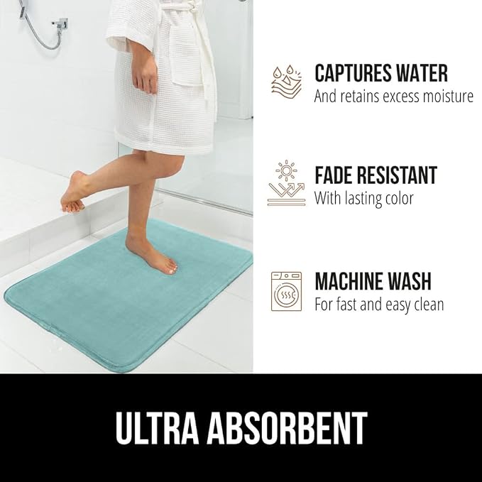 GORILLA GRIP Memory Foam Bath Mat, Soft Absorbent Velvet Bathroom Mats - Image 6