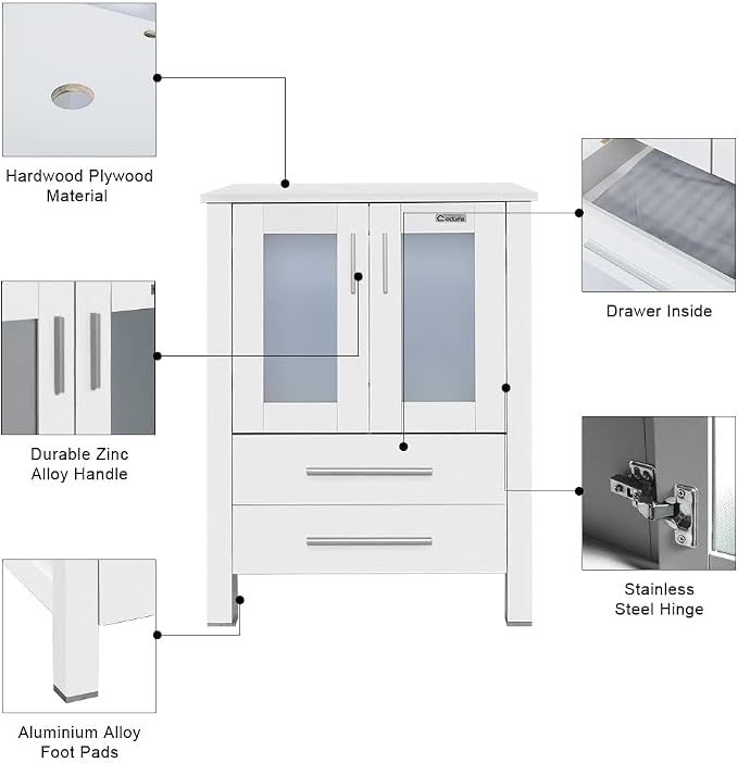 eclife 84" Modern Bathroom Vanity Sink Combo Freestanding Cabinet - Image 3
