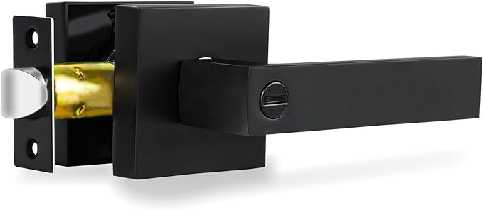 Privacy Interior Door Lever, Heavy Duty Matte Black Door Handles Square Door by RAZCC
