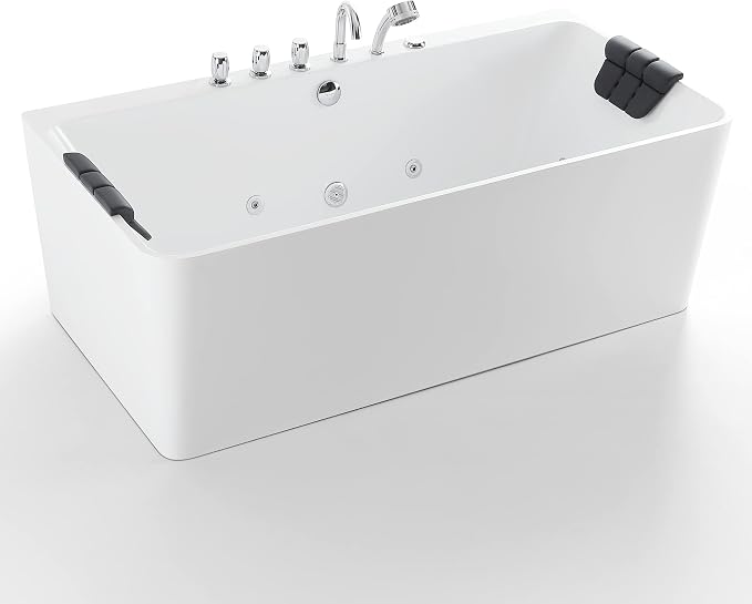 Whirlpool Bathtub 67 in. Acrylic Freestanding Bath Tub Hydromassage Gracefully - Image 9