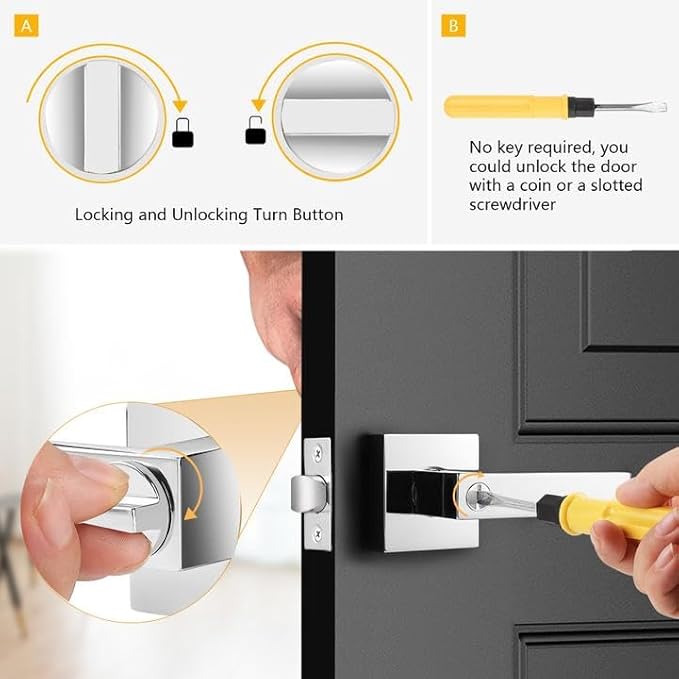 Probrico 10 Pack Commercial Heavy Duty Privacy Door Levers, Flat Style Door - Image 6