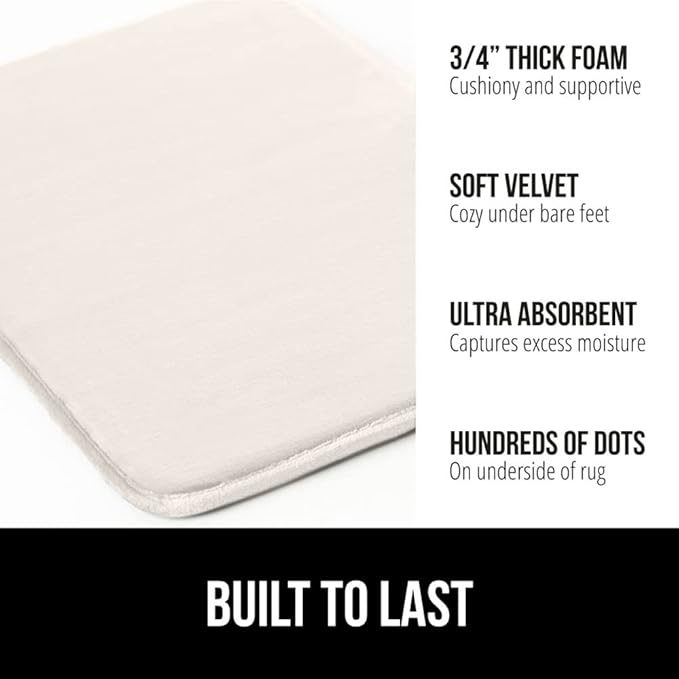 GORILLA GRIP Memory Foam Bath Mat, Soft Absorbent Velvet Bathroom Mats - Image 3