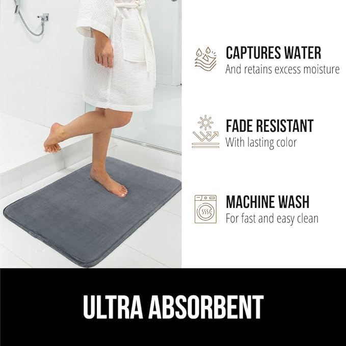 GORILLA GRIP Memory Foam Bath Rugs, Soft Absorbent Velvet Bathroom Mats - Image 6