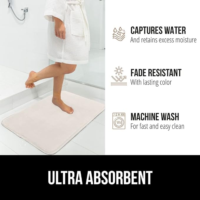 GORILLA GRIP Memory Foam Bath Mat, Soft Absorbent Velvet Bathroom Mats - Image 6