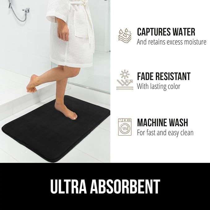 GORILLA GRIP Memory Foam Bath Mat, Soft Absorbent Velvet Bathroom Mats - Image 6