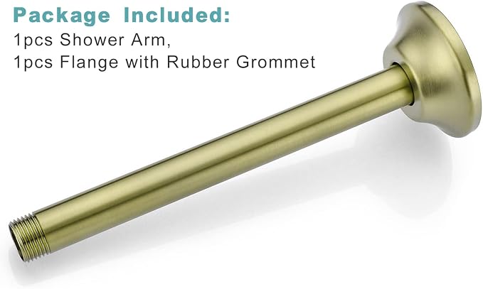 BESTILL 8 Inch Ceiling Mount Rain Shower Head Arm and Flange, Brushed Gold - Image 7