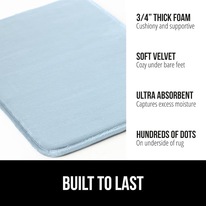 GORILLA GRIP Memory Foam Bath Rugs, Soft Absorbent Velvet Bathroom Mats - Image 3