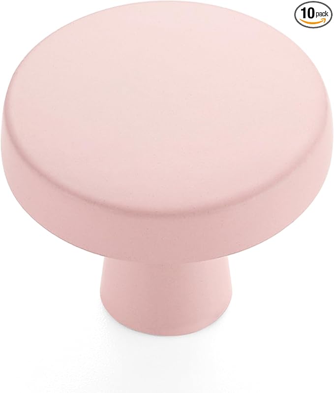 Ravinte 10 Pack Drawer Pulls 1-1/4 Inch Pink Kitchen Cabinet Knobs Solid Round by Ravinte