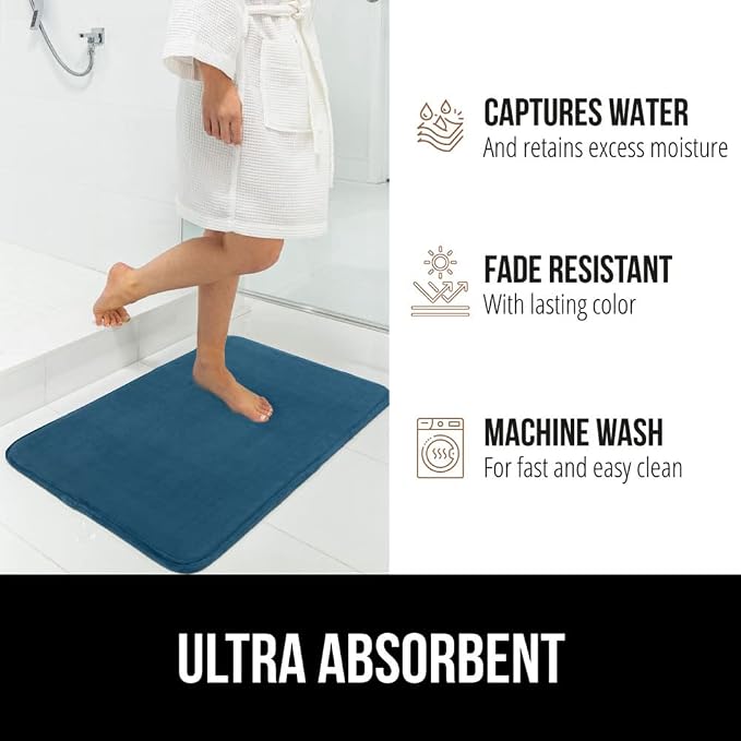 GORILLA GRIP Memory Foam Bath Mat, Soft Absorbent Velvet Bathroom Mats - Image 6