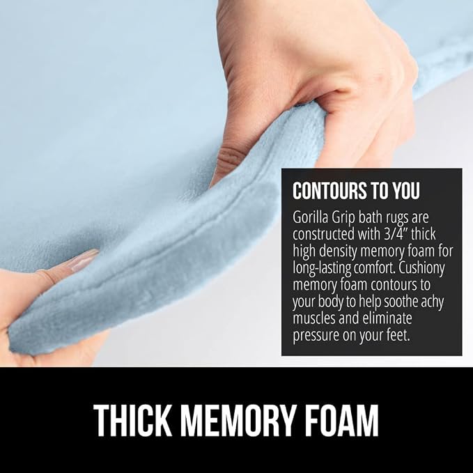 GORILLA GRIP Memory Foam Bath Rugs, Soft Absorbent Velvet Bathroom Mats - Image 4