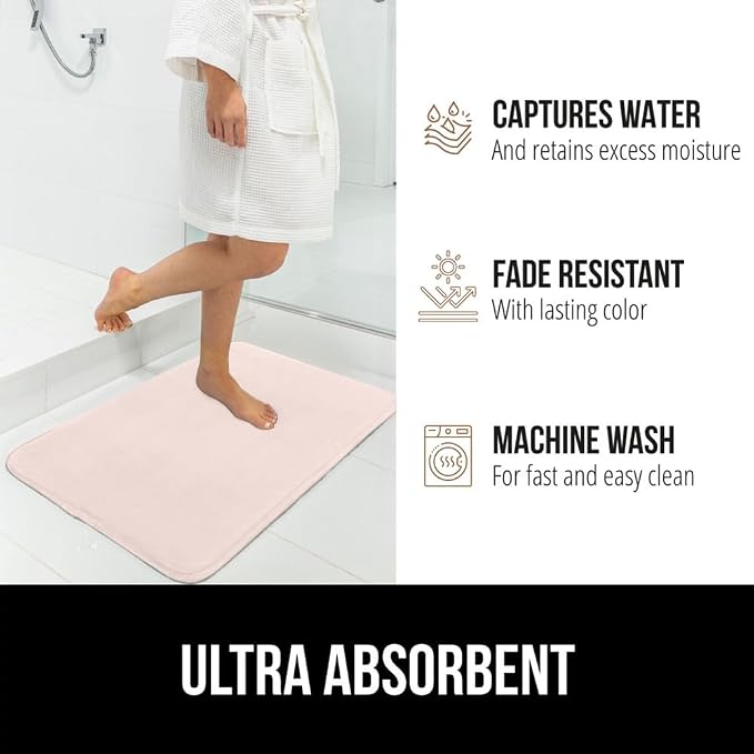 GORILLA GRIP Memory Foam Bath Mat, Soft Absorbent Velvet Bathroom Mats - Image 6