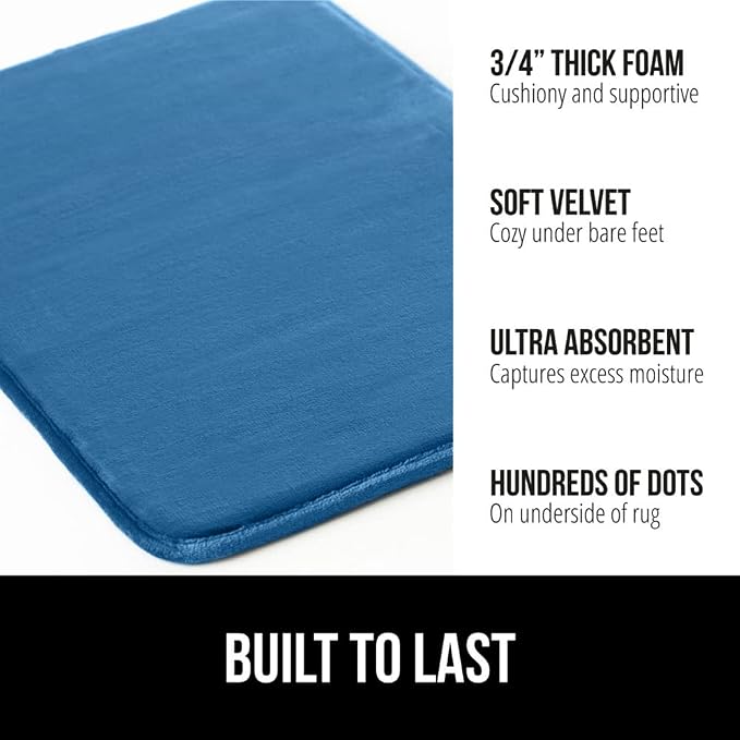 GORILLA GRIP Memory Foam Bath Rugs, Soft Absorbent Velvet Bathroom Mats - Image 3