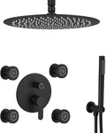 Matte Black Round Shower Faucet Set by Unknown