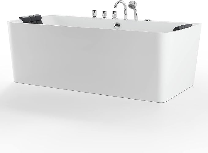 Whirlpool Bathtub 67 in. Acrylic Freestanding Bath Tub Hydromassage Gracefully - Image 8
