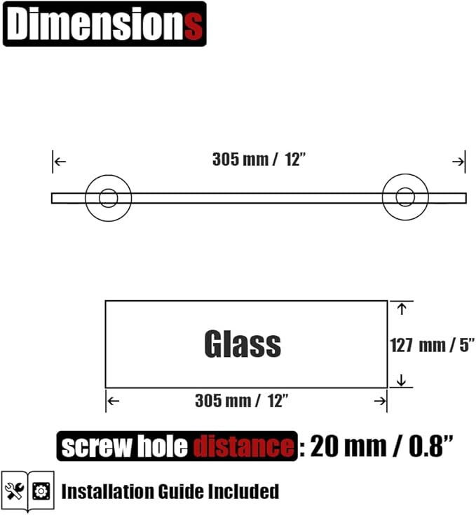 JQK Bathroom Glass Shelf Oil Rubbed Bronze, Tempered Glass Shower Storage 12 by - Image 3