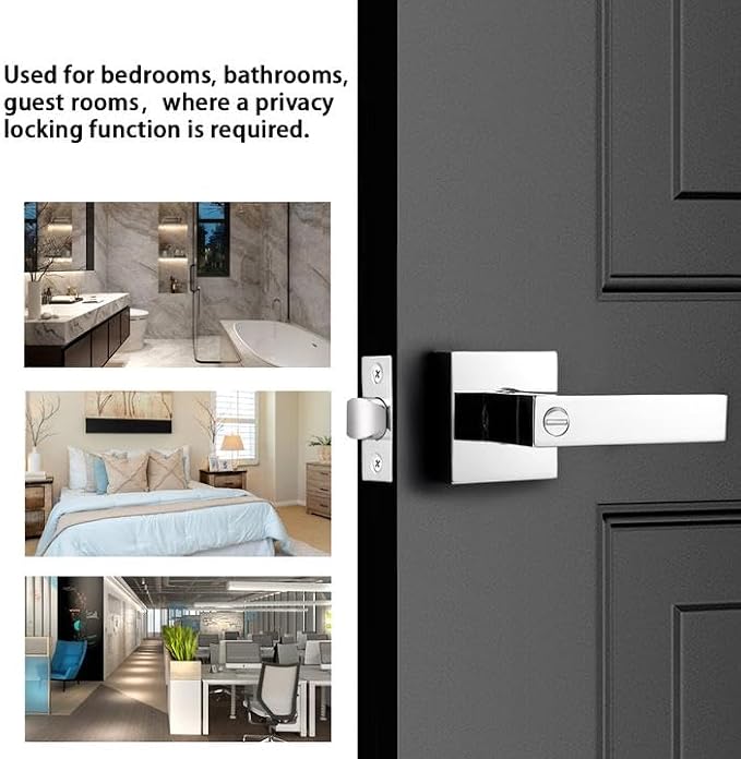 Probrico 2 Pack Privacy Lever Door Handles Square Locking Leverset Reversible - Image 7