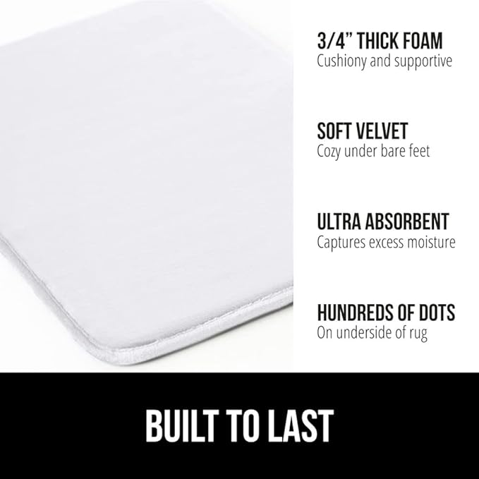 GORILLA GRIP Thick Memory Foam Bath Rugs, Soft Absorbent Velvet Bathroom Mats - Image 3