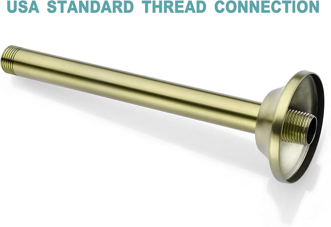 BESTILL 8 Inch Ceiling Mount Rain Shower Head Arm and Flange, Brushed Gold - Image 6
