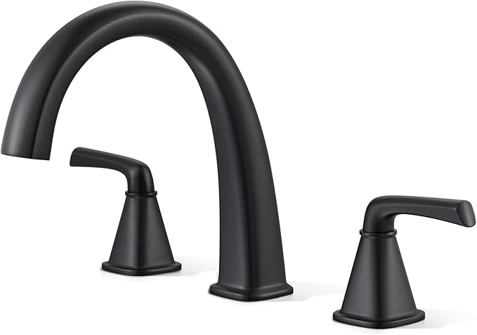 Matte Black Roman Tub Faucet, Solid Brass Bathtub Faucet Set by Jabbol