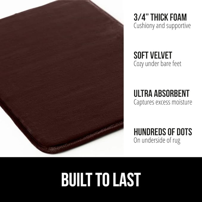 GORILLA GRIP Memory Foam Bath Mat, Soft Absorbent Velvet Bathroom Mats - Image 3